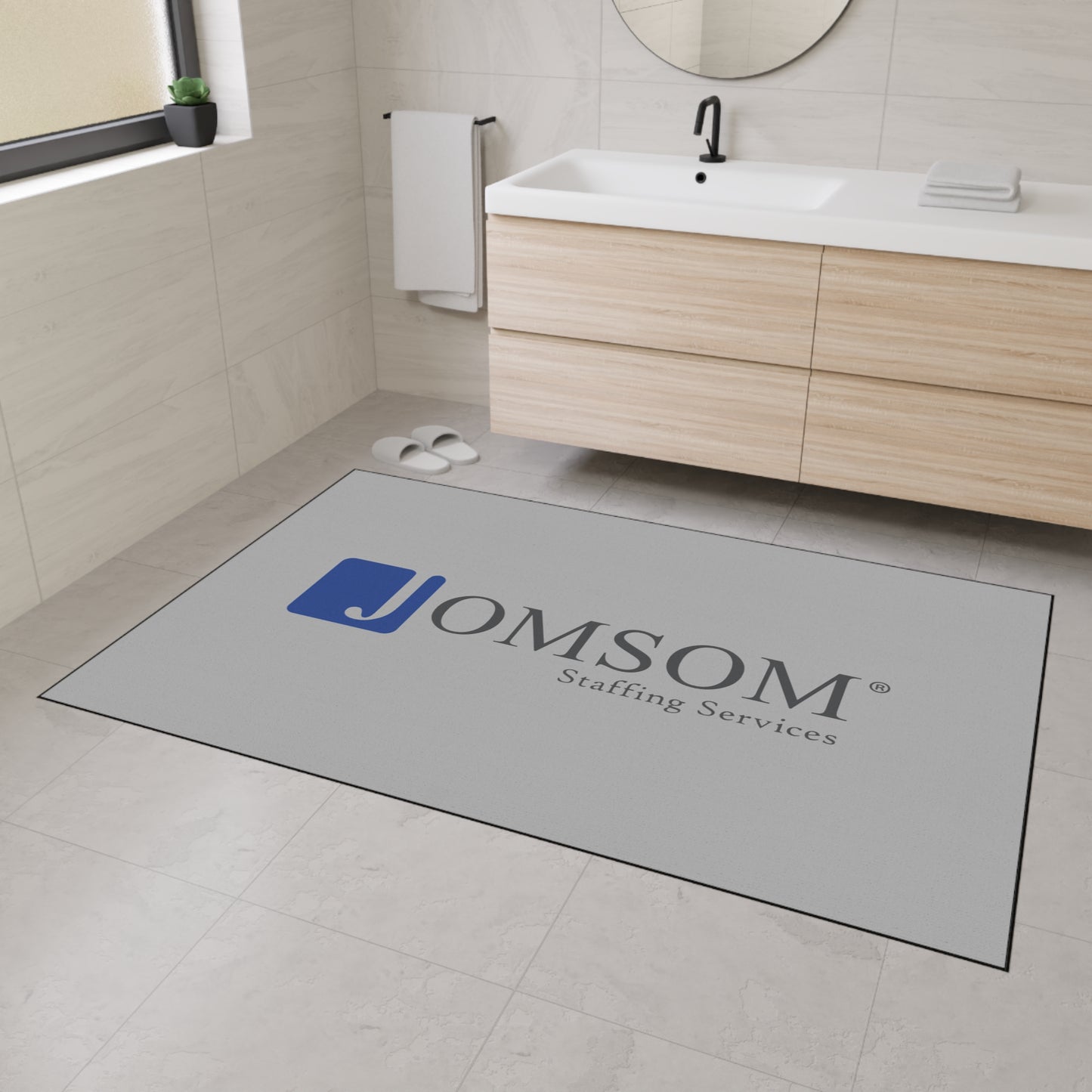 Heavy Duty Floor Mat Gray Background with Full Color Logo