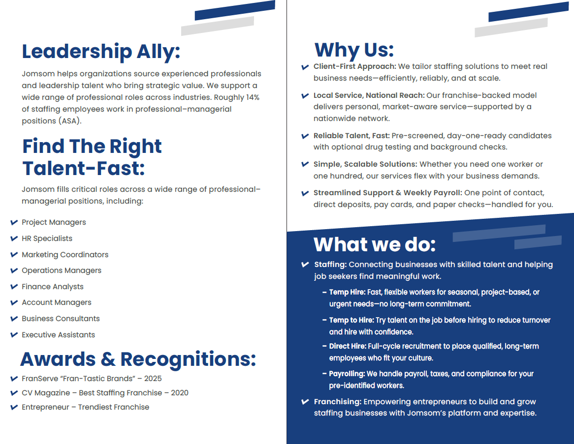 Professional and Managerial Brochure