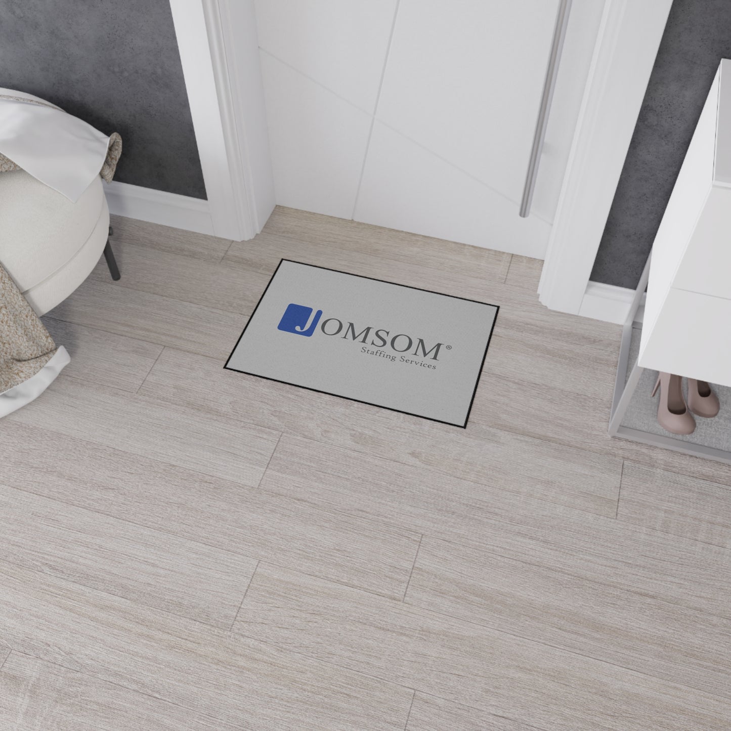Heavy Duty Floor Mat Gray Background with Full Color Logo