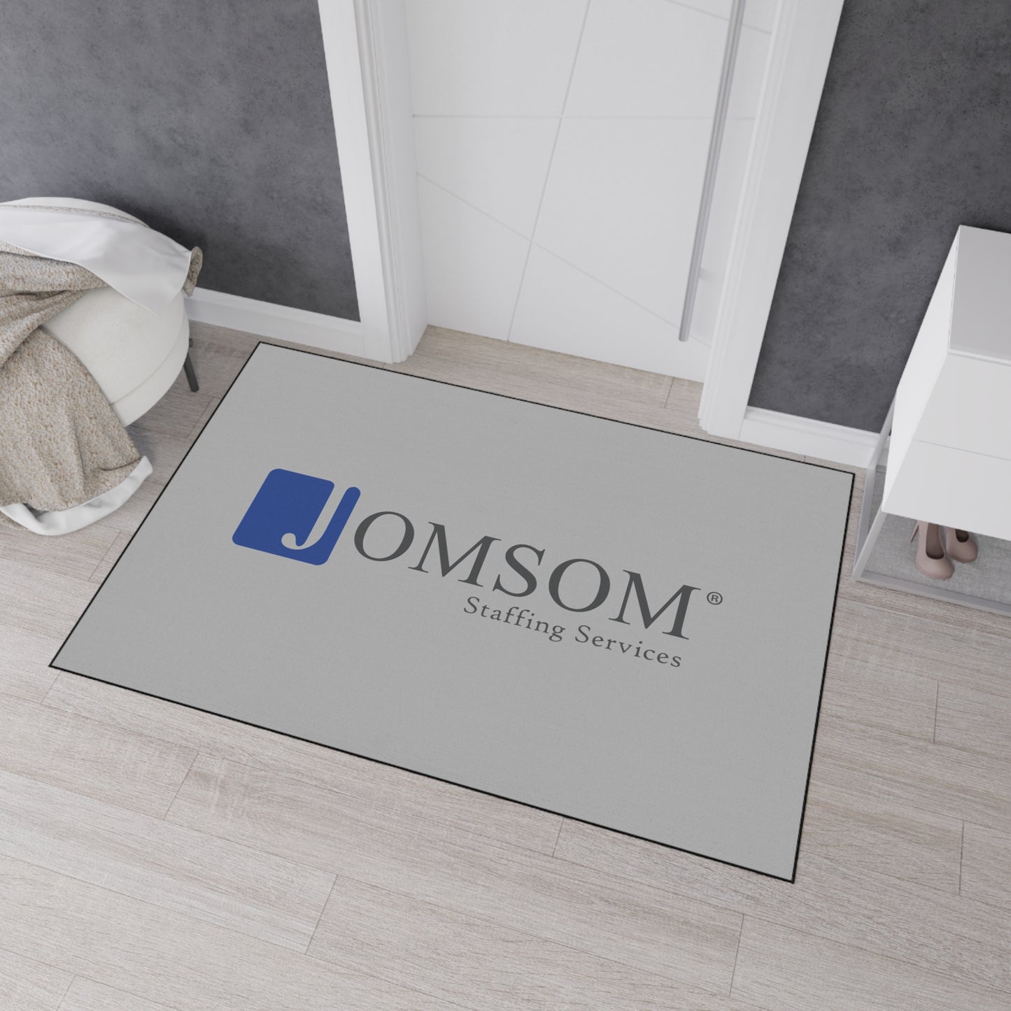 Heavy Duty Floor Mat Gray Background with Full Color Logo
