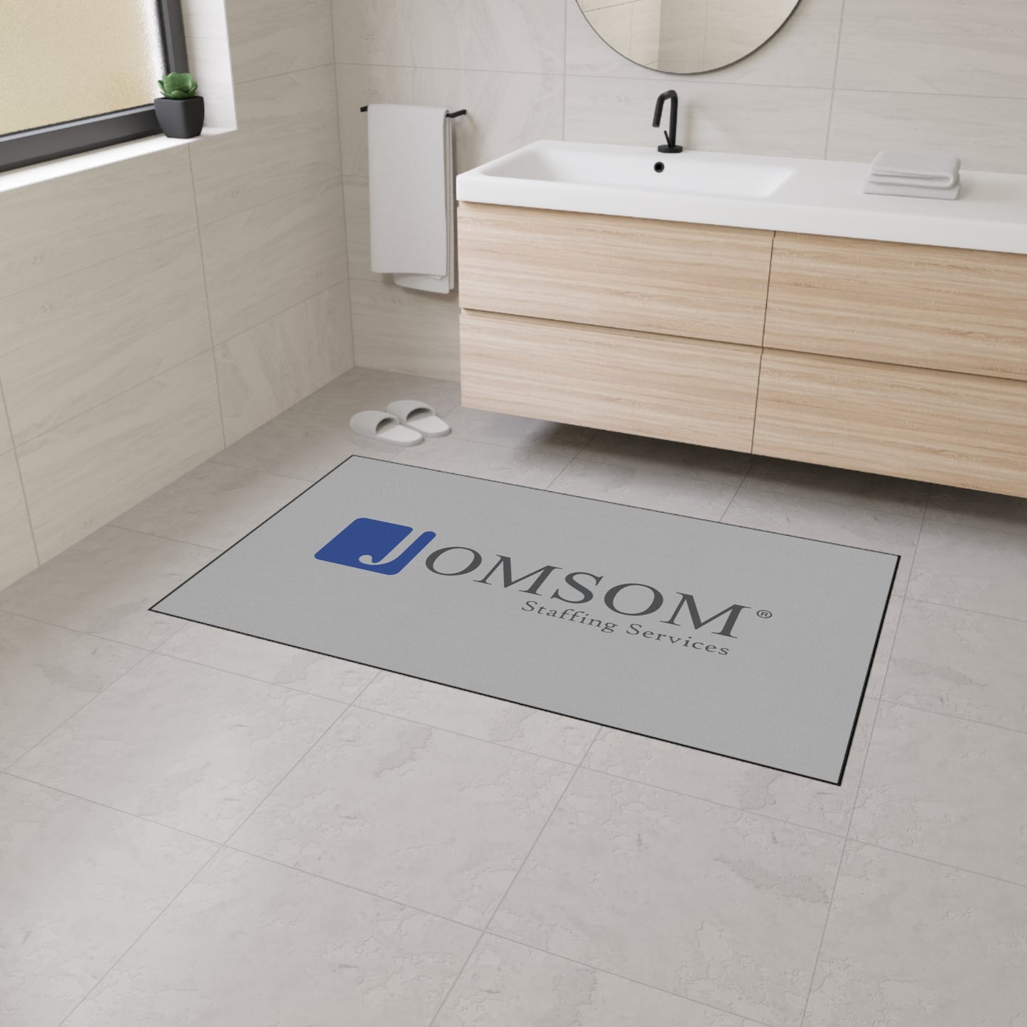 Heavy Duty Floor Mat Gray Background with Full Color Logo