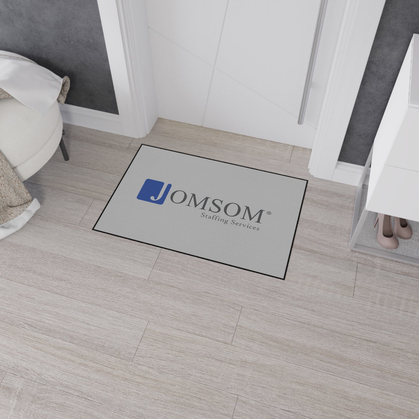 Heavy Duty Floor Mat Gray Background with Full Color Logo