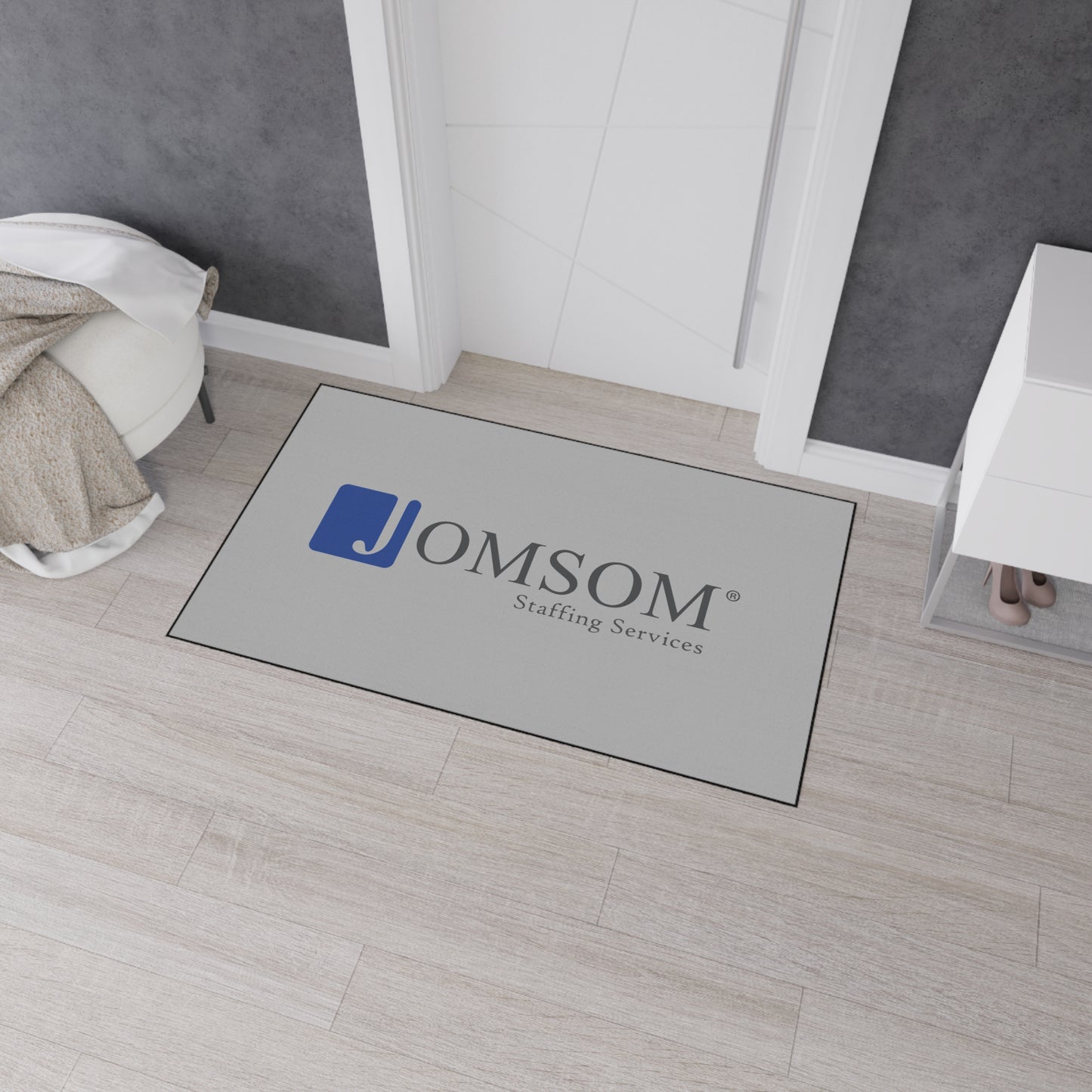 Heavy Duty Floor Mat Gray Background with Full Color Logo